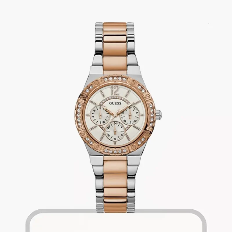 Guess Envy White Dial Dual-tone Casual Ladies Watch- W0845L6